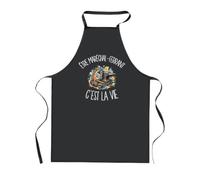 Planetee Tablier de Cuisine Noir Être maréchal-ferrant c'est la vie | Coton 90 × 60 cm Cou Ajustable Nouage dans le Dos | Pâtisserie Barbecue Atelier | Cadeau Artisan Homme Femme Fête des Pères