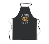 Planetee Tablier de Cuisine Noir Être menuisier c'est la vie | Coton 90 × 60 cm Cou Ajustable Nouage dans le Dos | Pâtisserie Barbecue Atelier | Cadeau Artisan Homme Femme Fête des Pères