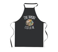 Planetee Tablier de Cuisine Noir Être tapissier c'est la vie | Coton 90 × 60 cm Cou Ajustable Nouage dans le Dos | Pâtisserie Barbecue Atelier | Cadeau Artisan D'art Homme Femme Fête des Pères