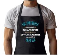 Planetee Tablier Noir Un jardinier Formidable Homme| Vêtement Blouse de protection pour Cuisine Barbecue, Jardinage, Tâches ménagères