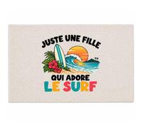 Planetee Tapis Juste Une Fille Qui Adore Le Surf | Coton 725 g/m² 61 × 40 cm Lavable en Machine | Salle de Bain, WC ou Cuisine | Cadeau Surfeuse Anniversaire Noël