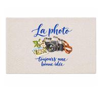 Planetee Tapis La Photo, Toujours Une Bonne idée | Coton 725 g/m² 61 × 40 cm Lavable en Machine | Salle de Bain, WC ou Cuisine | Cadeau Photographe Anniversaire Noël