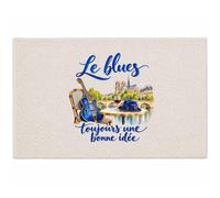 Planetee Tapis Le Blues, Toujours Une Bonne idée | Coton 725 g/m² 61 × 40 cm Lavable en Machine | Salle de Bain, WC ou Cuisine | Cadeau Anniversaire Noël