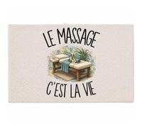 Planetee Tapis Le Massage C'est la Vie | Coton 725 g/m² 61 × 40 cm Lavable en Machine | Salle de Bain, WC ou Cuisine | Cadeau Masseur Masseuse Anniversaire Noël