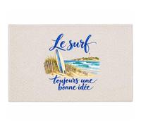 Planetee Tapis Le Surf, Toujours Une Bonne idée | Coton 725 g/m² 61 × 40 cm Lavable en Machine | Salle de Bain, WC ou Cuisine | Cadeau Surfeur Surfeuse Anniversaire Noël