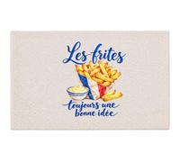 Planetee Tapis Les Frites, Toujours Une Bonne idée | Coton 725 g/m² 61 × 40 cm Lavable en Machine | Salle de Bain, WC ou Cuisine | Cadeau Gourmand Gourmande Anniversaire Noël
