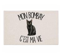 Planetee Tapis Mon Bombay C'est ma Vie C'est La Vie | Coton 725 g/m² 61 × 40 cm Lavable en Machine | Salle de Bain, WC ou Cuisine | Cadeau Propriétaire Chat Anniversaire Noël