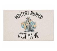 Planetee Tapis Mon Dogue Allemand C'est ma Vie C'est La Vie | Coton 725 g/m² 61 × 40 cm Lavable en Machine | Salle de Bain, WC ou Cuisine | Cadeau Propriétaire Chien Anniversaire Noël