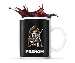 Planetee Tasse Beagle avec sabre laser Prénom Nom Personnalisable | Mug Café Thé Idée Cadeau Personnalisé Homme Femme Original pour propriétaire de chien