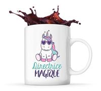Planetee Tasse Blanche Directrice Magique Licorne | Idée Mug Cadeau Humour Collègue famille Femme Anniversaire Noël