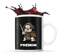 Planetee Tasse Bouledogue Anglais avec sabre laser Prénom Nom Personnalisable | Mug Café Thé Idée Cadeau Personnalisé Homme Femme Original pour propriétaire de chien