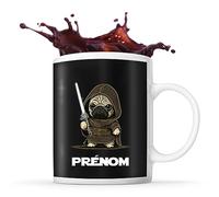 Planetee Tasse Carlin avec sabre laser Prénom Nom Personnalisable | Mug Café Thé Idée Cadeau Personnalisé Homme Femme Original pour propriétaire de chien