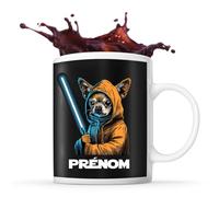 Planetee Tasse Chihuahua avec sabre laser Prénom Nom Personnalisable | Mug Café Thé Idée Cadeau Personnalisé Homme Femme Original pour propriétaire de chien