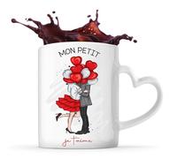 Planetee Tasse Coeur Mon Petit coeur Meilleur Chéri au Monde | Mug Couple Saint Valentin Mariage Fiançailles Anniversaire Cadeau Romantique Amoureux