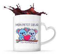 Planetee Tasse Coeur Mon Petit cœur Amour Chien et Chat | Mug Couple Saint Valentin Mariage Fiançailles Anniversaire Cadeau Romantique Amoureux