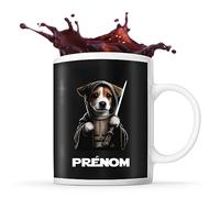 Planetee Tasse Jack Russell avec sabre laser Prénom Nom Personnalisable - Mug Café Thé Idée Cadeau Personnalisé Homme Femme Original pour Propriétaire de Chiot