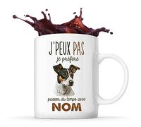 Planetee Tasse Jack Russell Passer du temps Prénom Nom Personnalisable | Mug Café Thé Idée Cadeau Personnalisé Homme Femme Original pour propriétaire de chien