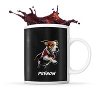 Planetee Tasse Jack Russell Super Héro Prénom Nom Personnalisable | Mug Café Thé Idée Cadeau Personnalisé Homme Femme Original pour propriétaire de chien