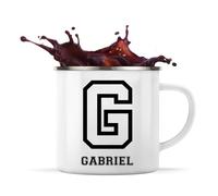 Planetee Tasse Métal Gabriel Lettre Sport | Mug Émaillé | Idée Cadeau Prénom Style Basket Université Anniversaire Oncle Parrain Beau Papa Collègue Départ Retraite Noël
