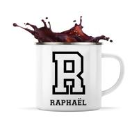 Planetee Tasse Métal Raphaël Lettre Sport | Mug Émaillé | Idée Cadeau Prénom Style Basket Université Anniversaire Oncle Parrain Beau Papa Collègue Départ Retraite Noël