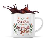 Planetee Tasse métallique Dorothée la vie est plus jolie | Mug Mazagran Cadeau Fête des Mères Anniversaire Soeur Noël Tata Marraine Timbale Camping