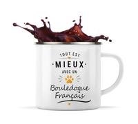 Planetee Tasse métallique Mieux avec un Bouledogue Français Cadeau Vanlife Propriétaire de Chien