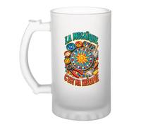 Planetee Verre à Bière La mosaïque c'est ma thérapie | Chope Givrée en Verre Trempé 470 ml à Anse Recto Verso | Apéro Bar Bistrot Match | Cadeau Homme Anniversaire Fête des Pères