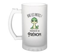 Planetee Verre à Bière Personnalisé Prénom - Bas les Pattes ! Monstre du Loch Grognon Kawaii | Chope Givrée en Verre Trempé 470 ml à Anse Recto Verso | Apéro Bar Bistrot Match
