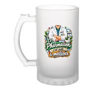 Planetee Verre à Bière Pharmacien C'est juste le Meilleur Métier | Chope Givrée en Verre Trempé 470 ml à Anse Recto Verso | Apéro Bar Bistrot Match | Cadeau Homme Anniversaire Fête des Pères
