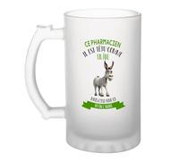 Planetee Verre à Bière Pharmacien Têtu comme un Âne mais on l'Adore | Chope Givrée 470 ml à Anse Recto Verso, Apéro Bar Bistrot Match