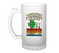 Planetee Verre à Bière Pourquoi Je Rale Pharmacien Pourquoi je râle homme | Chope Givrée en Verre Trempé 470 ml à Anse Recto Verso | Apéro Bar Bistrot Match | Cadeau Homme Anniversaire Fête des Pères