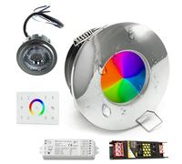 Planetitaly Kit 2 spots LED 18 W encastré cabine de douche salle de bain IP65 chromothérapie lumière RGB 12 V unité de contrôle à distance Alexa