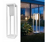 Planetitaly Lampadaire de jardin E27 moderne IP65 étanche pour extérieur, lampe interchangeable, lumière de cour, allée, chemin 60 cm, alimentation 230 V (blanc)