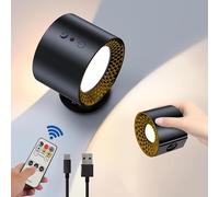 Planetitaly Lampe murale LED 5 W, dimmable, applique contrôle de la température, Touch noir/mode luminosité chaude, batterie rechargeable USB, spot orientable 360 ° magnétique, lampe de chevet