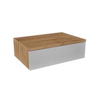 Planetmöbel Amyra Table de chevet suspendue 50 cm, console murale avec tiroir, table de chevet moderne pour chambre à coucher, table de chevet chêne doré/blanc
