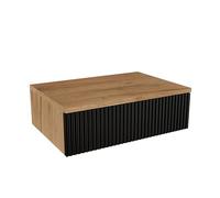 Planetmöbel Amyra Table de chevet suspendue 50 cm, console murale avec tiroir, table de chevet moderne pour chambre à coucher, table de chevet chêne doré/noir
