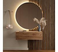 Planetmöbel Meuble d’Entrée avec Armoire Murale 100 cm, Chêne doré, Vestiaire Compact avec Rangement à Abattant, Suspendue ou à Poser, 37,8 x 100 x 32,5 cm