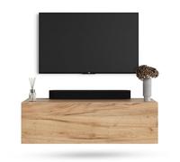 Planetmöbel Meuble TV West, Table TV 100 cm de Long, Meuble Tele Suspendu ou posé au Sol, Table Television pour Salon, Meuble TV 37,8 x 100 x 30 cm, chêne doré