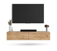 Planetmöbel Meuble TV West, Table TV 160 cm de Long, Meuble Tele Suspendu ou posé au Sol, Table Television pour Salon, Meuble TV 37,8 x 160 x 30 cm, chêne doré