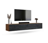 Planetmöbel Meuble TV West, Table TV 200 cm de Long, Meuble Tele Suspendu ou posé au Sol, Table Television pour Salon, 2X Meuble TV 37,8 x 100 x 30 cm, chêne doré Noir Charcoal