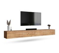 Planetmöbel Meuble TV West, Table TV 280 cm de Long, Meuble Tele Suspendu ou posé au Sol, Table Television pour Salon, 2X Meuble TV 37,8 x 140 x 30 cm, chêne doré