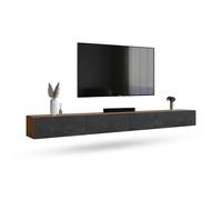 Planetmöbel Meuble TV West, Table TV 320 cm de Long, Meuble Tele Suspendu ou posé au Sol, Table Television pour Salon, 2X Meuble TV 37,8 x 160 x 30 cm, chêne doré Noir Charcoal
