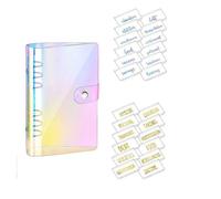 Planificateur De Couverture De Carnet De Notes En Pvc, Organisateur De Reliure De Budget, Classeur De Protection De 6 Anneaux Ronds Avec 24 Dossiers De Fermeture Éclair (Arc-En-Ciel)