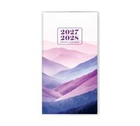 Planificateur de poche 2027-2028 17 cm x 9,4 cm calendrier mensuel | Calendrier de montagne abstrait de janvier 2027 à décembre 2028, avec couverture en PVC pour la planification
