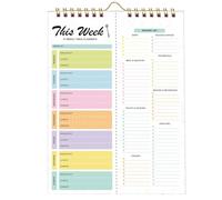 Planificateur de repas - Carnet avec programme hebdomadaire de 52 feuilles | Organiseur magnétique pour réfrigérateur, bloc de liste de courses, suivi de la préparation des repas, tapis pour L