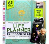 Planificateur de vie - Planificateur hebdomadaire et mensuel de luxe non daté, un voyage de 12 mois pour augmenter la productivité, le bonheur et améliorer l'organisation | Organiseur de vie, journal