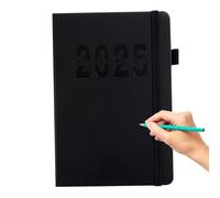 Planificateur journalier A5 2025 - Bloc-notes de programmation 2025 | Agenda au design texturé vertical pour voyages d'affaires, maison, école, zone de tr s