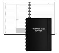 Planificateur quotidien non daté - Planificateur non daté avec horaires, éléments d'action et suivi, carnet de notes quotidien A4 pour augmenter la productivité, carnet de rendez-vous pour la gestion