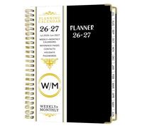 Planificateur scolaire A5, juillet 2026 – juin 2027, vue hebdomadaire, couleur noire