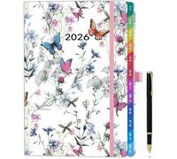 Planificateur semainier vertical A5 2026 - Agenda semaine à voir avec onglets mensuels, fermeture élastique, couverture similicuir